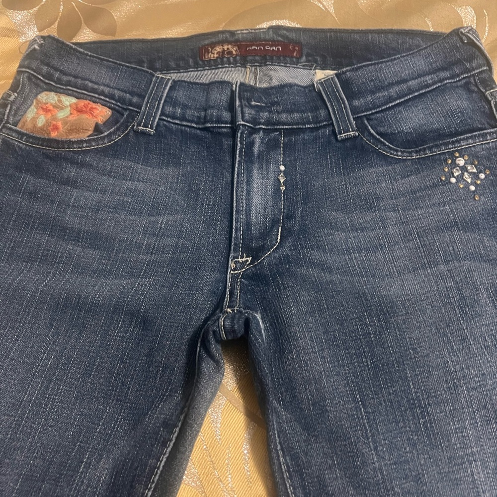 Kancan Y2K Embroidered Rhinestone Low Rise Bootcut Jeans Sz 9